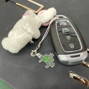 행운고리 투명 네잎클로버 키링 네잎클로버키링 키링부자재 클로버키링 행운키링 차키키링