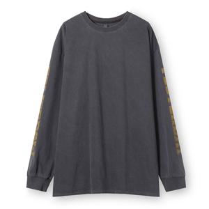 남자 오버핏 피그먼트 프린팅 긴팔 티셔츠 AC-TSA-Q019-엘로우