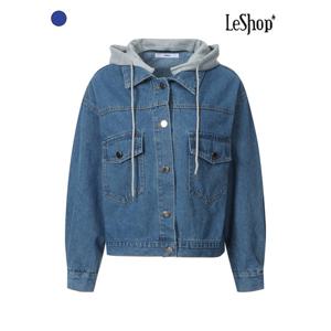 [르샵]반전 아트 프린팅 후드 배색 데님 자켓 (BP9JK007A)