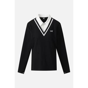 [PXG공식] 여성 겨울 레이어드 카라 롱 슬리브 티셔츠-PJWPW210921