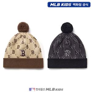 [MLB키즈US] (7ABNMD156) 모노그램 폼폼 비니 아동비니 키즈비니