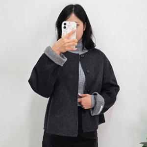 샵앤) 여성 노카라 베이직 핸드메이드 데일리 자켓N SIU-WJP-4946-차콜