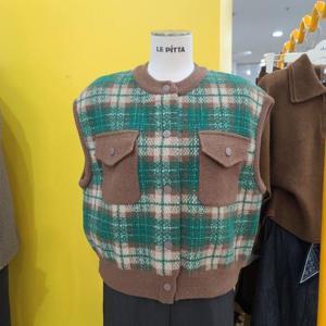 르피타 DP01 라운드  체크니트조끼 L254UVOB02