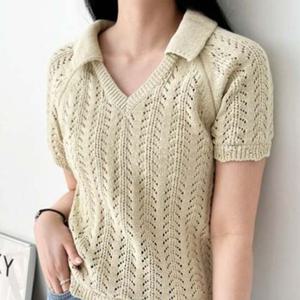 DJJ1031 카라 티셔츠 니트 브이넥