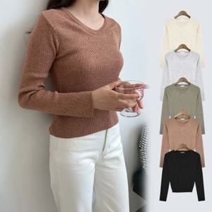 슬리밍 라운드 뱀부 골지 니트 SD-220806