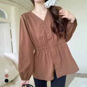 [카라]KARRA (77까지)브이넥밴딩셔링블라우스_A5S0218