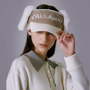 캘러웨이골프썬캡 PQC CWAC23W612_BE 여성 니트 이어워머 바이저