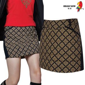 [마코] (여성)프린트 패턴 구스다운 미니 스커트_MMW4CU61
