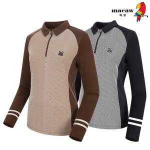 [마코] (여성)사선 패턴 카라 집업 티셔츠_MMW4TS62