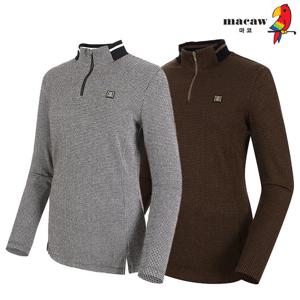 [마코] (여성)넥배색 잔체크 티셔츠_MMW4TH02