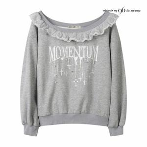 [나인식스뉴욕] 진주 십자가 프릴 레이스넥 맨투맨 티셔츠 (NPATS002M0)