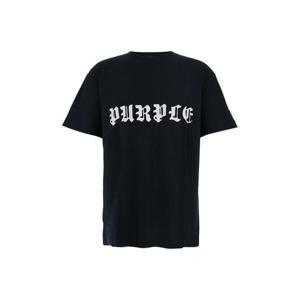 PURPLE BRAND Black Crewneck T Shirt with Logo Lettering on the Front in Cotton Man P104JGBB324
