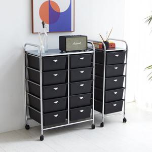 베스트리빙 미드센츄리 모던 크롬 이동식 더블 서랍 5단 트롤리