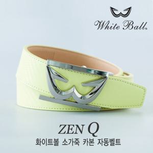 화이트볼 Zen Q 소가죽 카본패턴 자동벨트