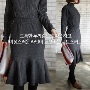탱고 페플럼 니트 밴딩 스커트
