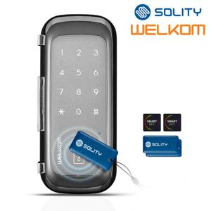 웰콤 유리문용 디지털도어락 WGT330 단문형 카드키4개+번호키 상가 빌라 업소 매장 다세대 현관 도어록 생활방수 좌우문방향인식(키패드자동전환) 차임벨기능 상시문열림