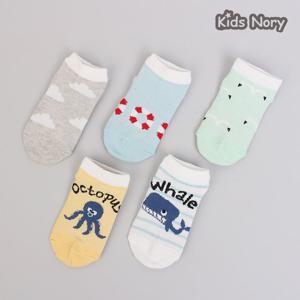 키즈노리] 마린프렌즈 아동 발목양말 5족/유아양말/아기/선물