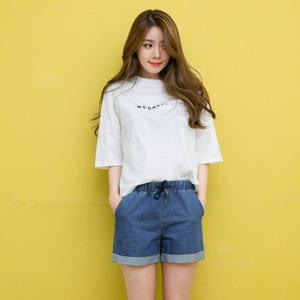 [진마니아]중청 밴딩 심플 스판 3부 반바지 WEJ-119