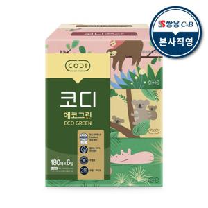 코디 에코그린 미용티슈 180매 x 6입 1팩