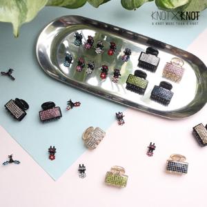 [KNOTXKNOT] 1-4p 미니 초미니 큐빅 플라워 사각 집게핀 2종 택1