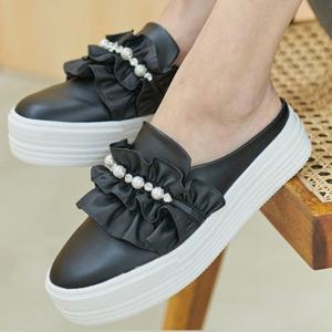 [니나스파리]진주 프릴장식 스니커즈 샤샤 블로퍼(1K061)