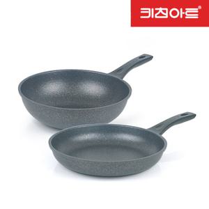 키친아트 열센서 세라믹마블 인덕션 후라이팬28cm+궁중팬28cm