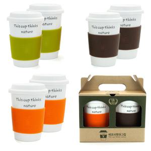 [웹셀] 에코사랑 2인조 머그컵세트 320ml/예쁜머그/에코컵