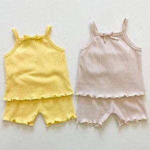 [조이멀티]옐로우베이지 끈나시 아동 상하세트 204375