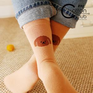 [NY코튼클럽] 여성 뽀글이퍼피 무지 중목 양말 W2307 3족