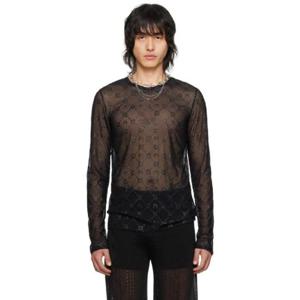 25 FW 마린세르 남성 블랙 무노그램 티셔츠 241020M213021