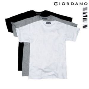 [백화점][지오다노](교복)남여공용 U넥 라운드넥 레이어드 이너용 기본 무지 반팔 면티 티셔츠 3장 쓰리팩 세트 243801