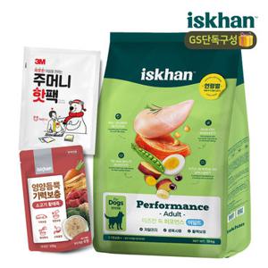 [GS단독구성] 이즈칸 독 퍼포먼스 어덜트 15kg 사료 간식 세트