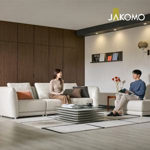 자코모 베야 4인 천연면피 소가죽 소파+스툴