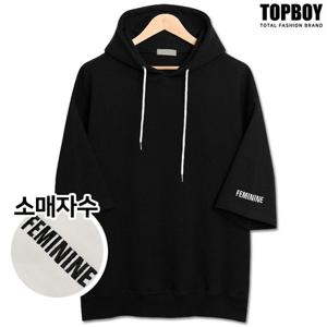 [탑보이] 자수 오버핏 후드 반팔티 (ADD013)