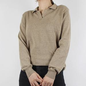 7컬러 캐시미어 혼방 오픈 카라 넥 니트 여성 봄 가을 겨울 브이넥 긴팔 여자 니트티