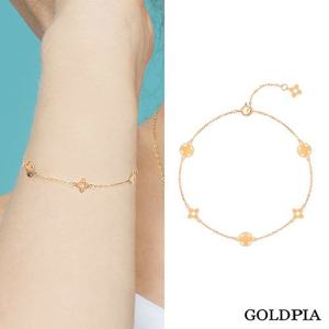 12시이전당일출고 [골드피아] 14K 클로버 스테이션 팔찌