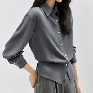 [블랙퀸] 라멜 허리단추 셔츠 blk004046