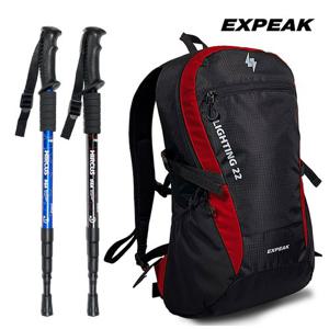 엑스피크 22리터 등산배낭+3/4/4T 등산스틱 세트