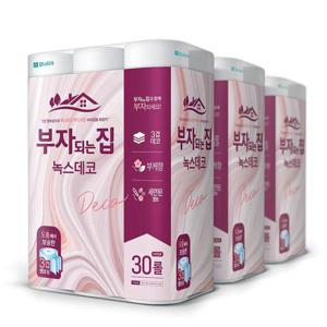모나리자 부자되는집 화장지 녹스 데코 30M 30롤 3팩