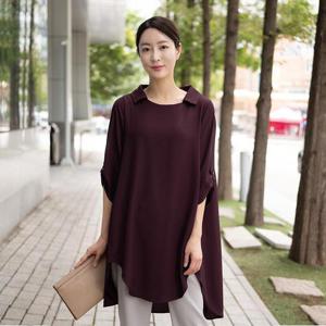 엄마옷 라운드 카라 롱 블라우스 BL515379 중년여성의류/60대/70대/마담/빅사이즈/할머니옷