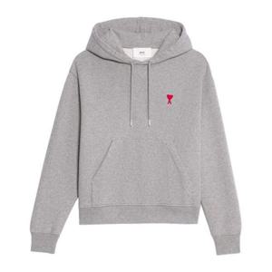 [아미]23FW AMI 아미 남녀공용 스몰하트로고 후드티 그레이 BFUSW205 747 055