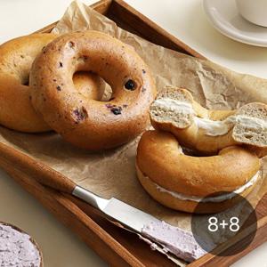 다신샵 단백질13g 쫄깃한 두부&쌀 베이글 8+8팩 / 플레인&블루베리