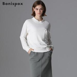 [보니스팍스][보니스팍스(Bonispax)] 아웃포켓 반넥 시보리 배색 티셔츠 (택가격 89000원)