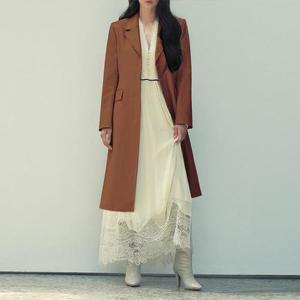 [최초가 129,000원][르포엠]레이븐 FAUX 레더 롱 트렌치코트