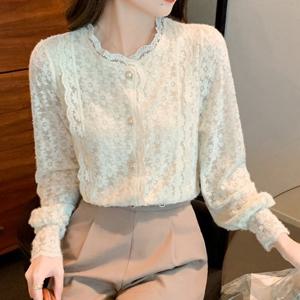 [블랙퀸] 피오나 플라워 레이스 퍼프 블라우스 blk002971
