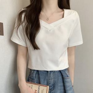 나바바 / NT2820 심플 데일리 무지 스퀘어넥 반팔 티셔츠
