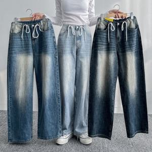 (가을데님) 스트링 하이웨스트 데님 팬츠