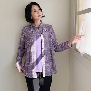 엄마옷 드리다 중년여성 가을 페이즐 패턴 빅사이즈 티셔츠 가디건 앙상블 50-60대 마담옷 선물 모임룩
