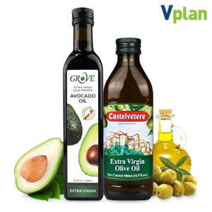 브이플랜 냉압착 올리브유 엑스트라버진 올리브오일 500ml+아보카도오일 아보카도유 500ml