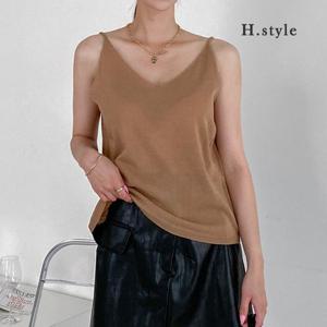 H스타일(KN)츄나시/여름/민소매/니트티셔츠/가디건/베스트/라운드/브이넥/조끼